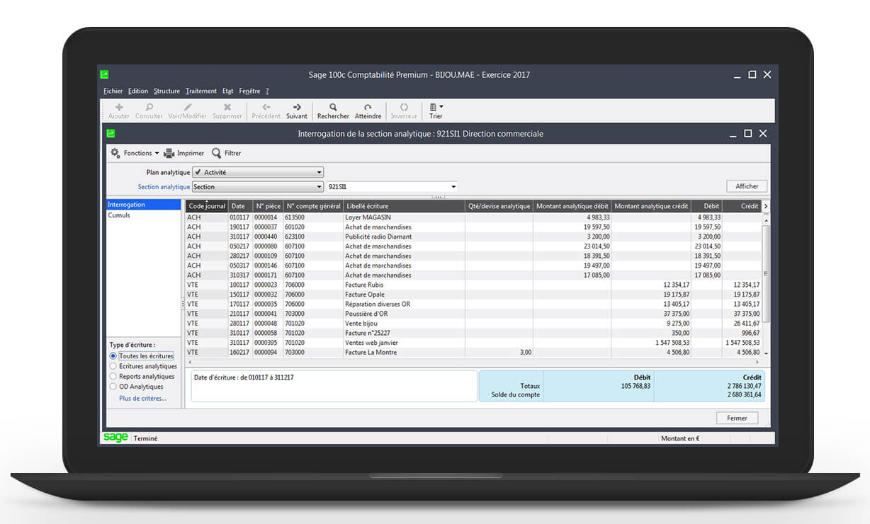 Analytique - sage 100c comptabilite