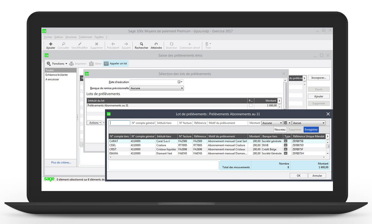 Gestion des lots prtablis - Sage 100cloud Moyens de paiement