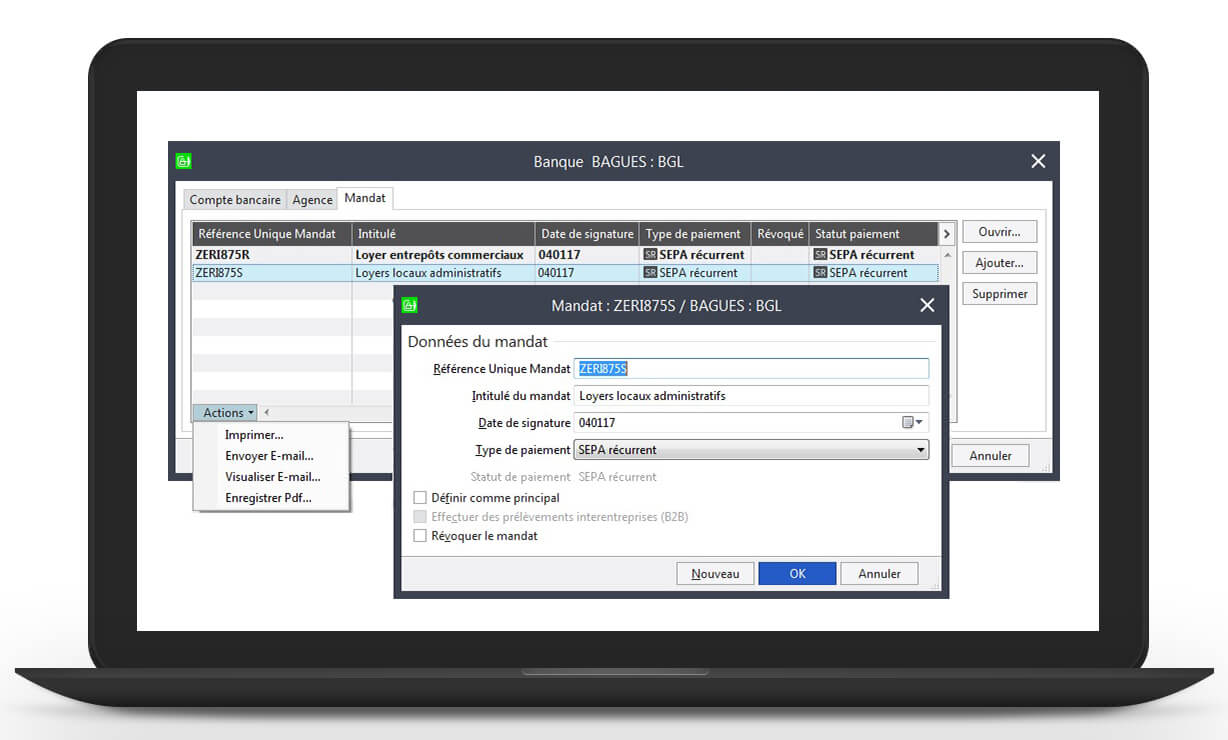 Gestion des mandats - Sage 100cloud Moyens de paiement