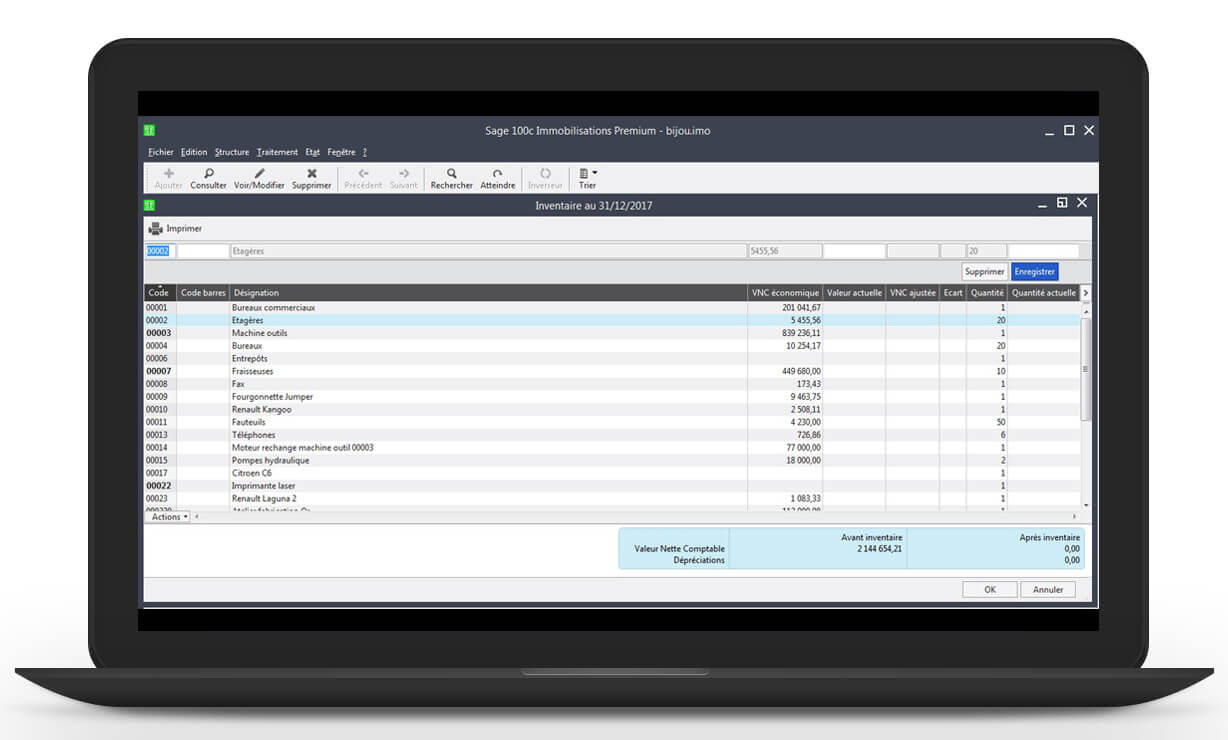 Inventaire - Sage 100cloud Immobilisations