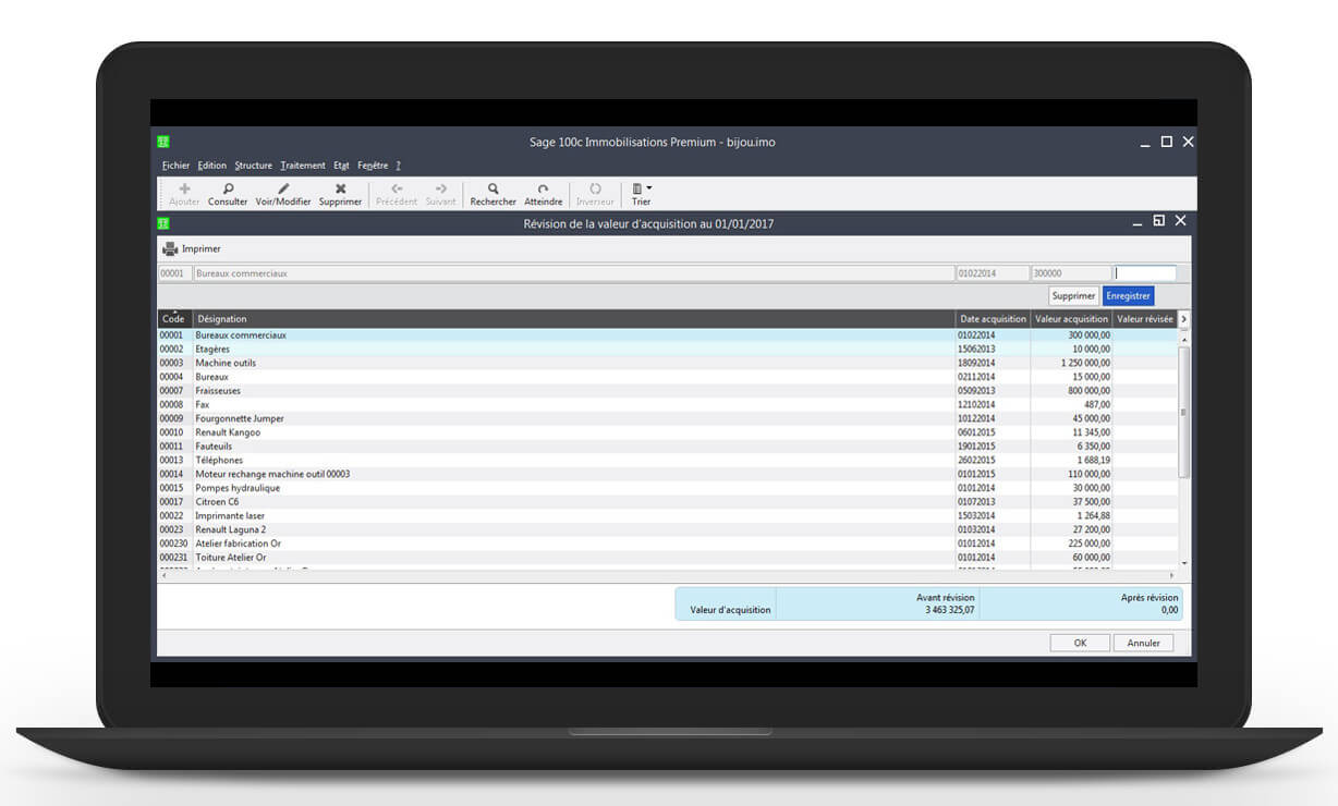 Révision plan amortissement - Sage 100cloud Immobilisations