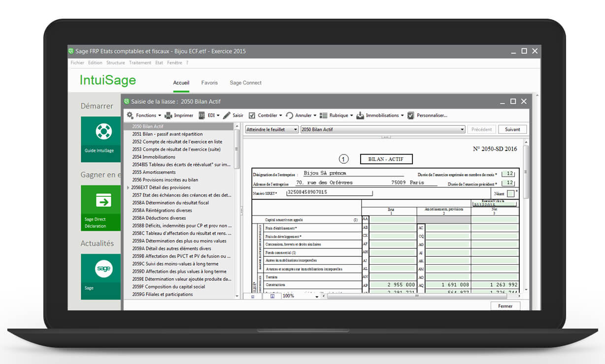 Sage 100cloud états comptables et fiscaux - liasse fiscale