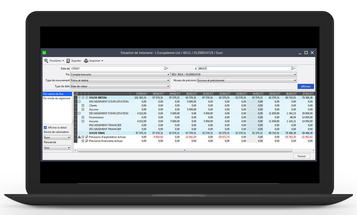 Situation de trsorerie - Sage 100cloud Trésorerie