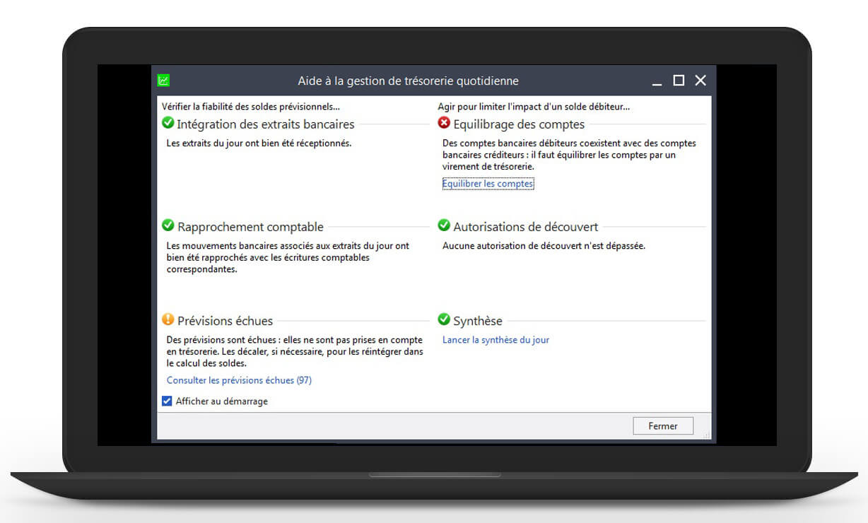 aide la gestion quotidienne de la trésorerie - Sage 100cloud Trésorerie