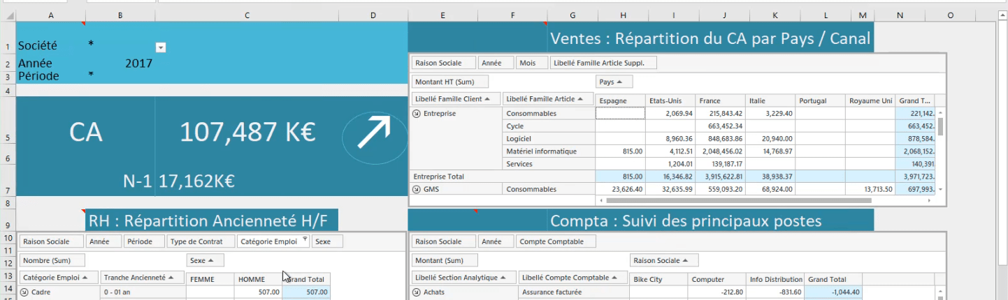 Sage BI Reporting exemple dashboard