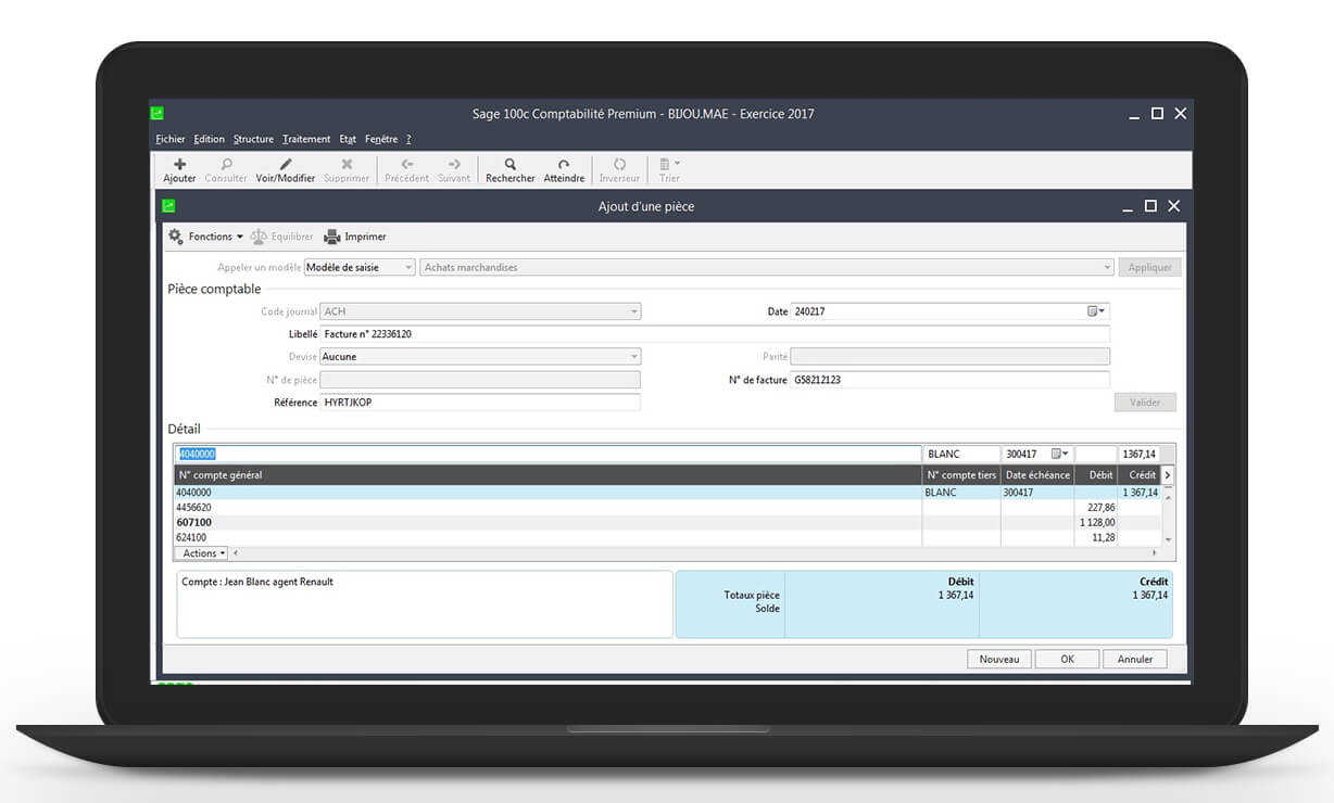 saisie par piece - sage 100c comptabilite