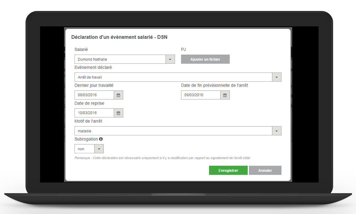 Déclaration événement salarie dsn Sage Linkup Experts