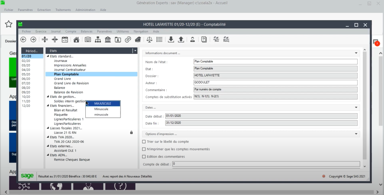 modification automatique de la casse dans Sage 